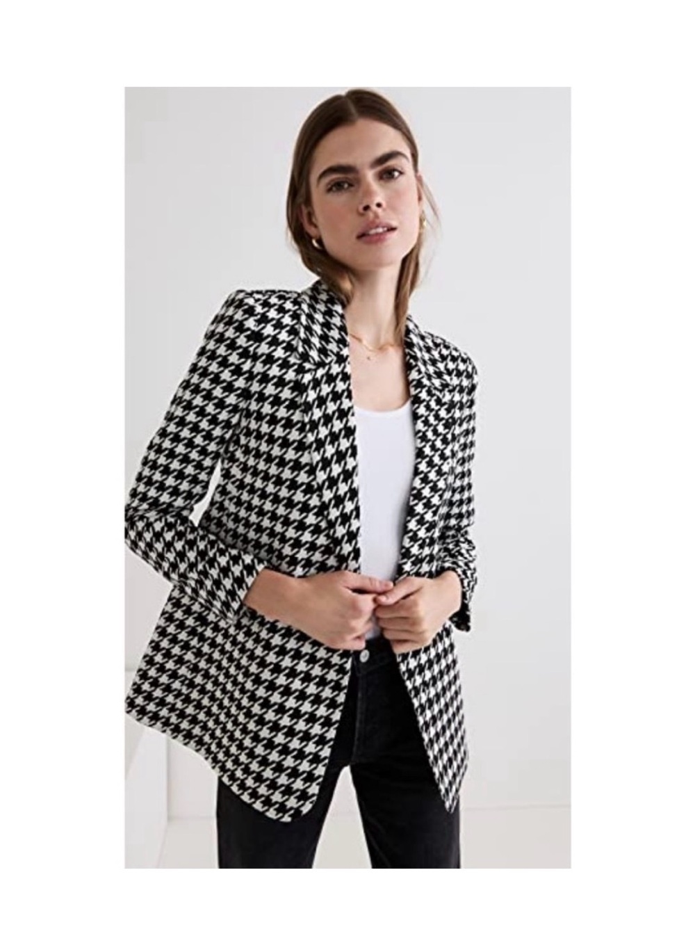 Anine Bing Madeline Houndstooth Double-Breasted Jacket NWOT XS Black & white